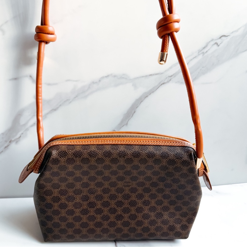 Authentic vintage Celine Macadam clutch on strap - Picture 2 of 15